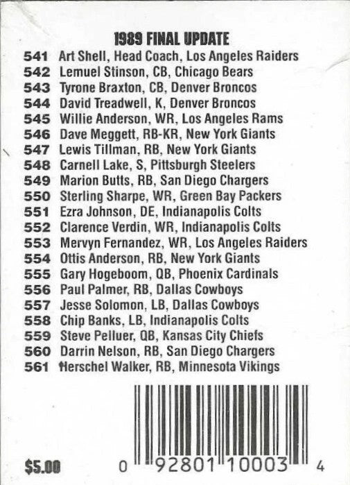 1989 Pro Set NFL Football Final Update Factory Complete Set (21 Cards) Sealed