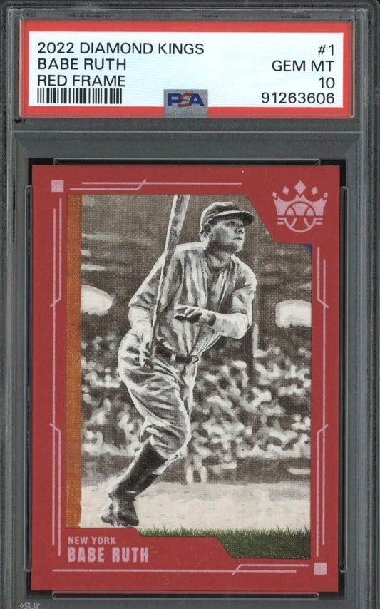 2022 Panini Diamond Kings Babe Ruth Red Frame Graded Card #1 PSA 10