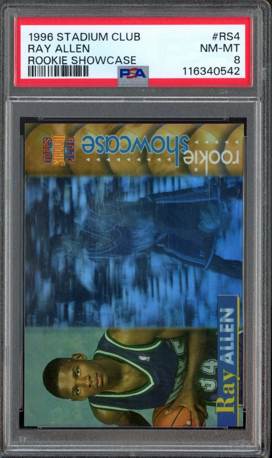 1996 Topps Stadium Club Ray Allen Rookie Showcase Graded Card #RS4 PSA 8
