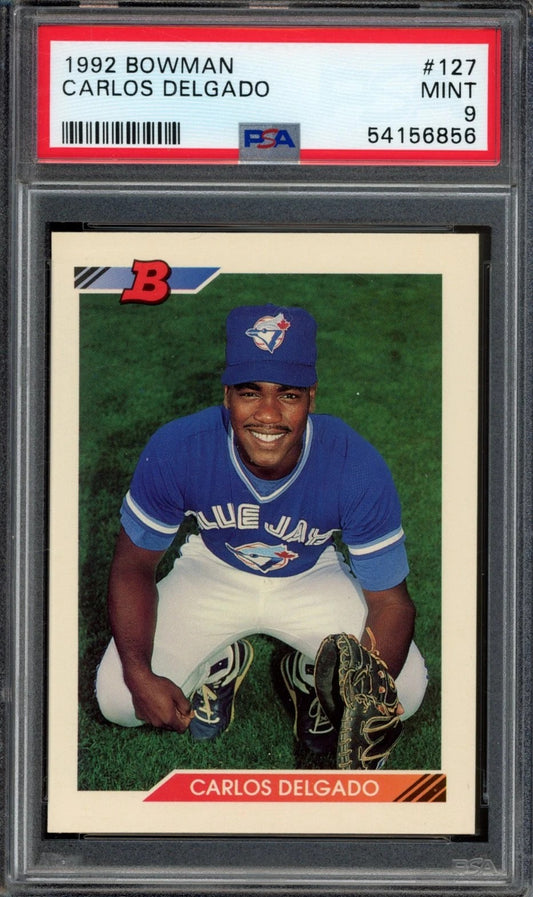 1992 Bowman Carlos Delgado Graded Rookie Card #127 PSA 9
