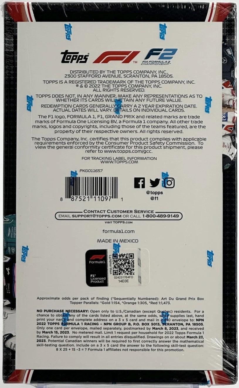 2022 Topps F1 Formula 1 Hobby Box (20 Packs) Sealed 160 Cards