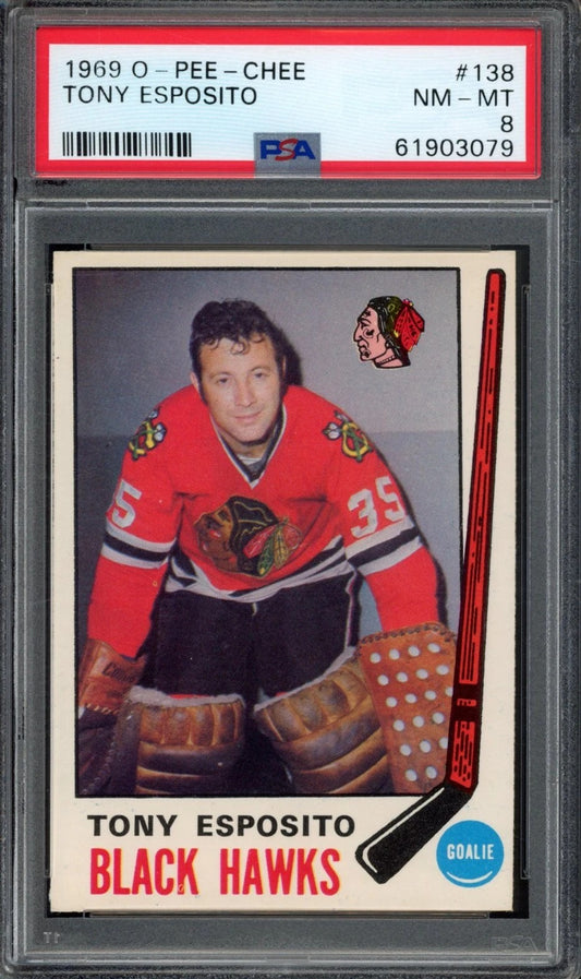 1969 OPC O-Pee-Chee Tony Esposito Graded Rookie Card #138 PSA 8