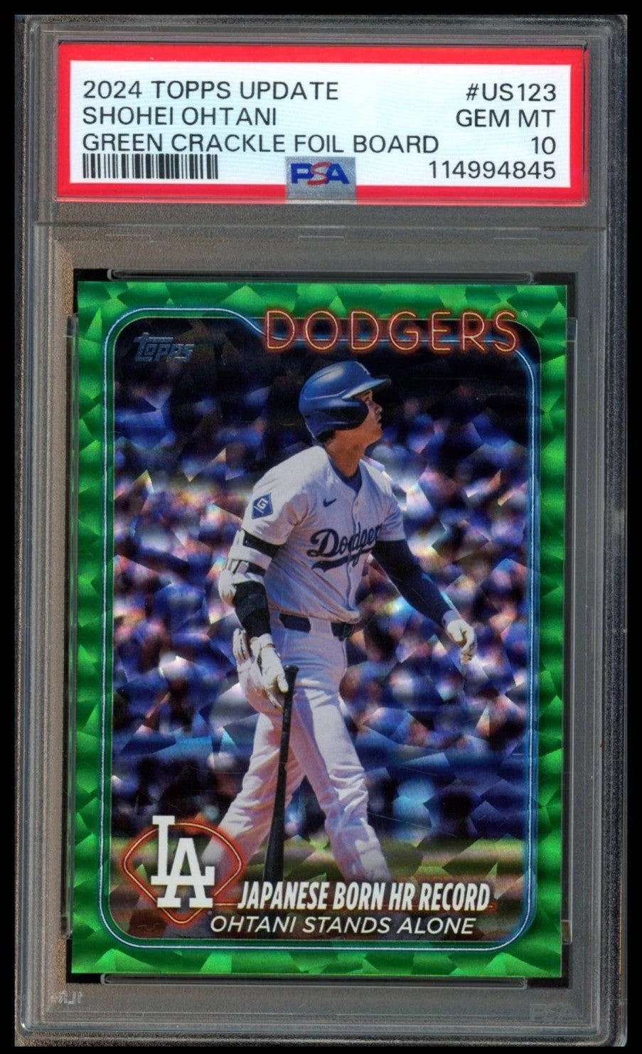 2024 Topps Update Shohei Ohtani Green Crackle Foilboard /499 PSA 10 POP 22