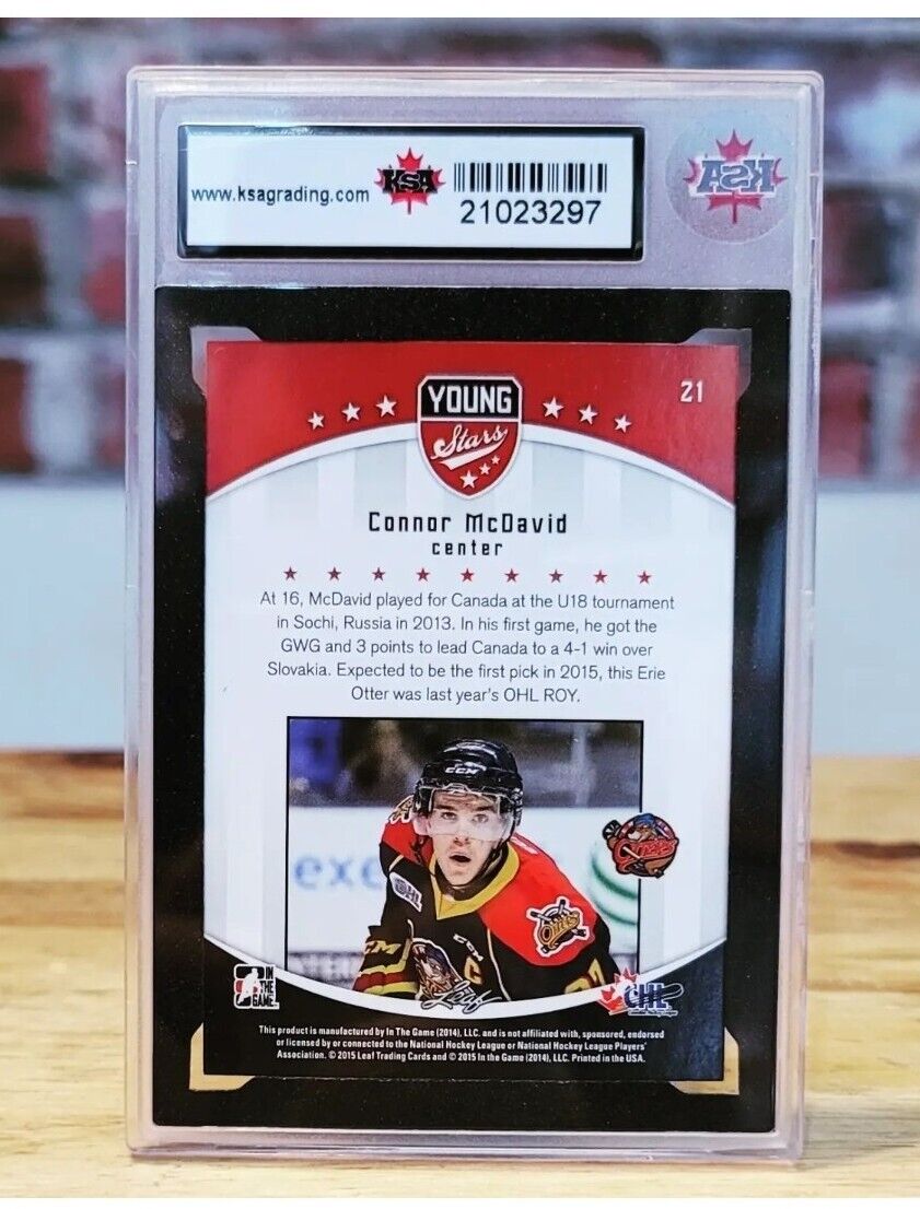 2015 ITG Connor McDavid Young Stars RC Rookie #21 Graded KSA 9.5 CHL Erie Otters