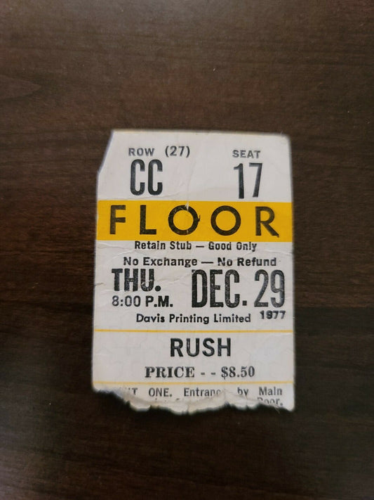 RUSH 1977, Toronto Maple Leaf Gardens Ticket Stub Neil Peart, Lee, Lifeson