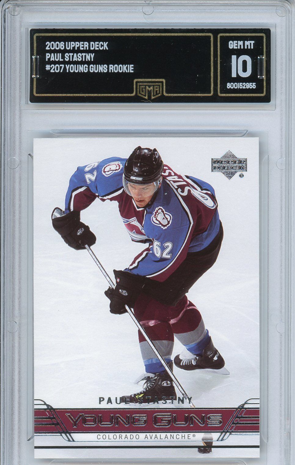 2008 Upper Deck Paul Stastny #207 Young Guns Rookie GMA 10