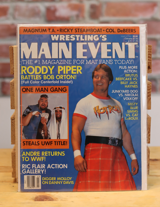 Original Wrestling's Main Event Vintage Magazine Roddy Piper/One Man Gang (March 1987)