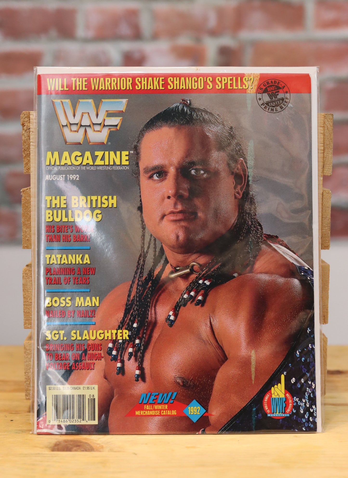 Original WWF WWE Vintage Wrestling Magazine British Bulldog (August 1992)