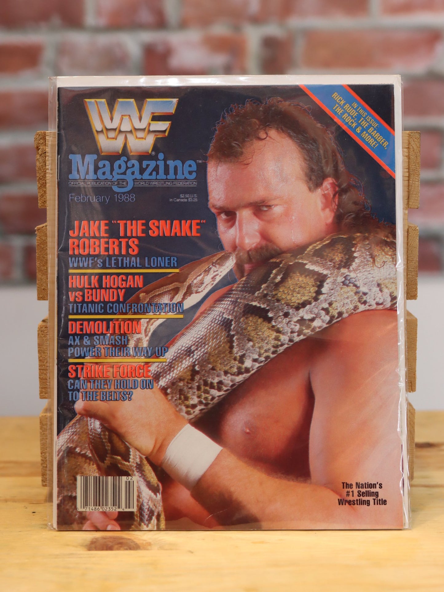 Original WWF WWE Vintage Wrestling Magazine Jake The Snake (February 1988)