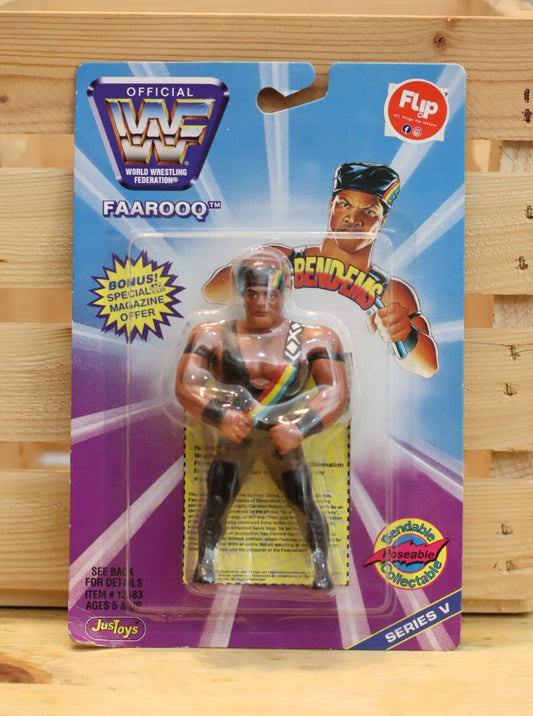 1996 Just Toys WWF Factory Sealed Faarooq Bend Ems Wrestling Figure