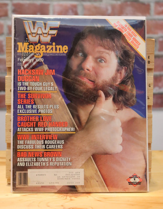 Original WWF WWE Vintage Wrestling Magazine Hacksaw Jim Duggan (February 1989 )