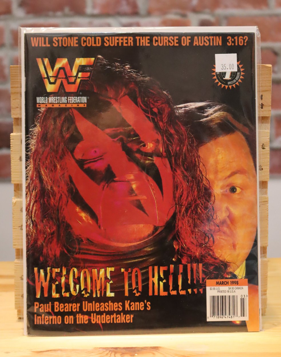 Original WWF WWE Vintage Wrestling Magazine Kane/Paul Bearer (March 1998)
