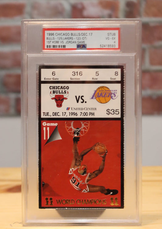 1996 Chicago Bulls VS Lakers Ticket Stub 1st Michael Jordan Kobe Bryant Match-Up PSA 4