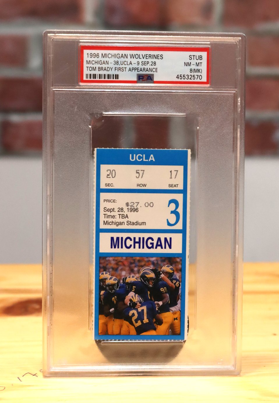 1996 Michigan Wolverines VS UCLA PSA 8 Graded Ticket Stub Tom Brady 1st Appearance