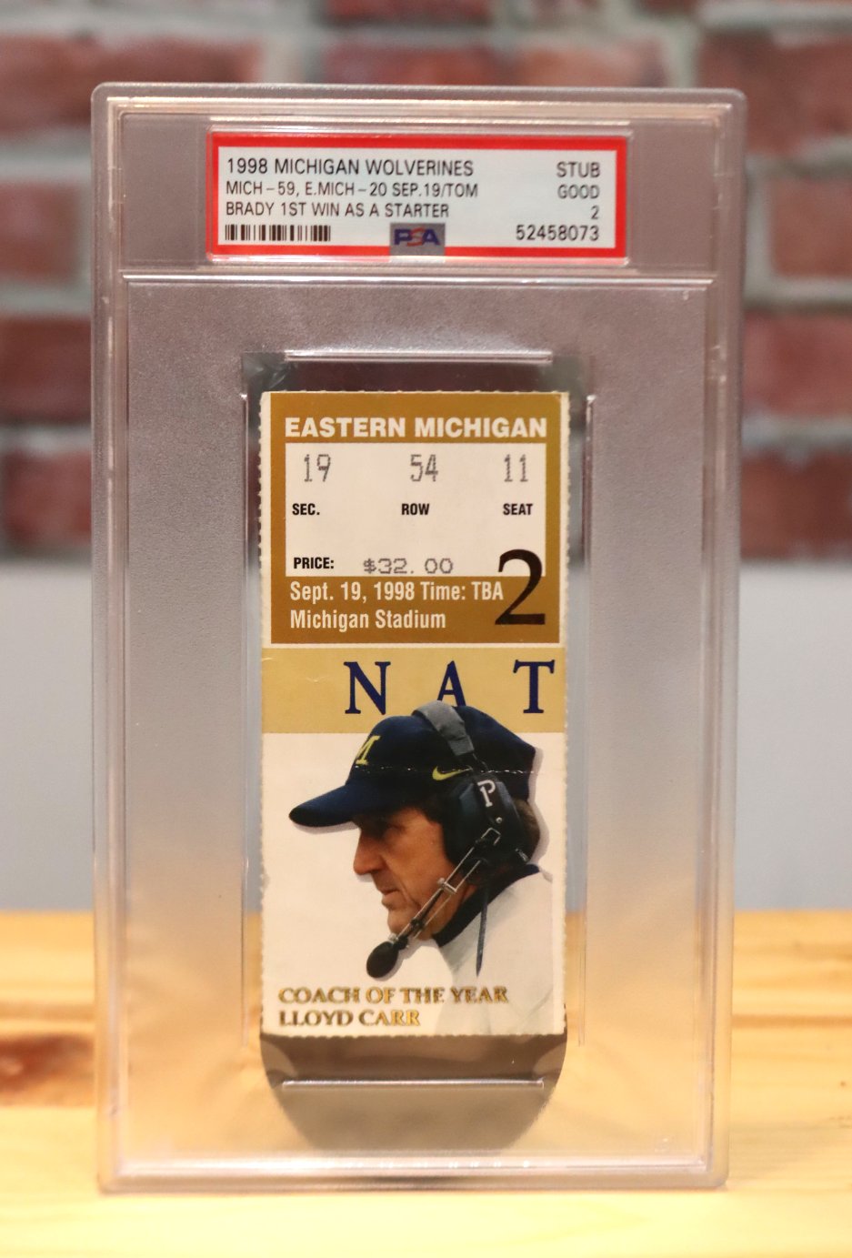 1998 Michigan VS Eastern Tom Brady 1st College Win PSA Graded Ticket