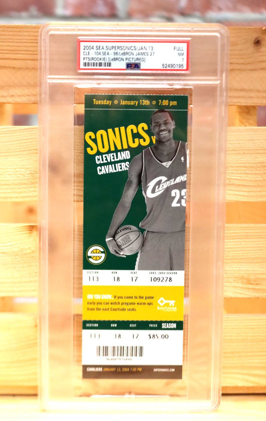 2004 Cleveland Cavaliers VS Seattle Supersonics PSA Graded Ticket 1st Time Lebron Pictured On Stub In Rookie Year