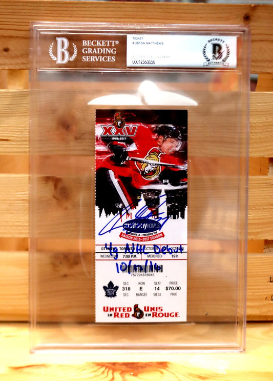 2016 Toronto Maple Leafs VS Ottawa Senators Opening Night Auston Matthews Autographed Game Ticket 4 Goal Game