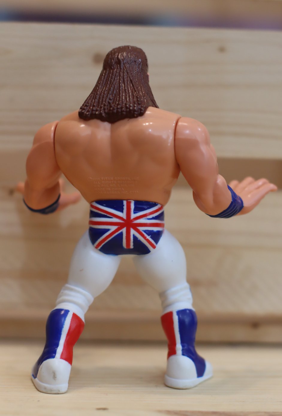 1992 Hasbro The British Bulldog Union Jack Trunks Loose WWF Wrestling Figure Mint!