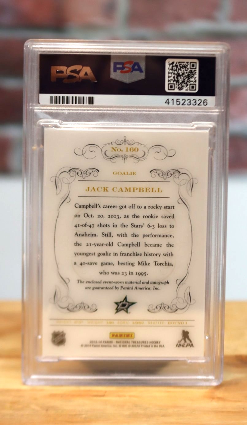 2013 Panini National Treasures Jack Campbell Rookie Patch Autograph Card PSA 10