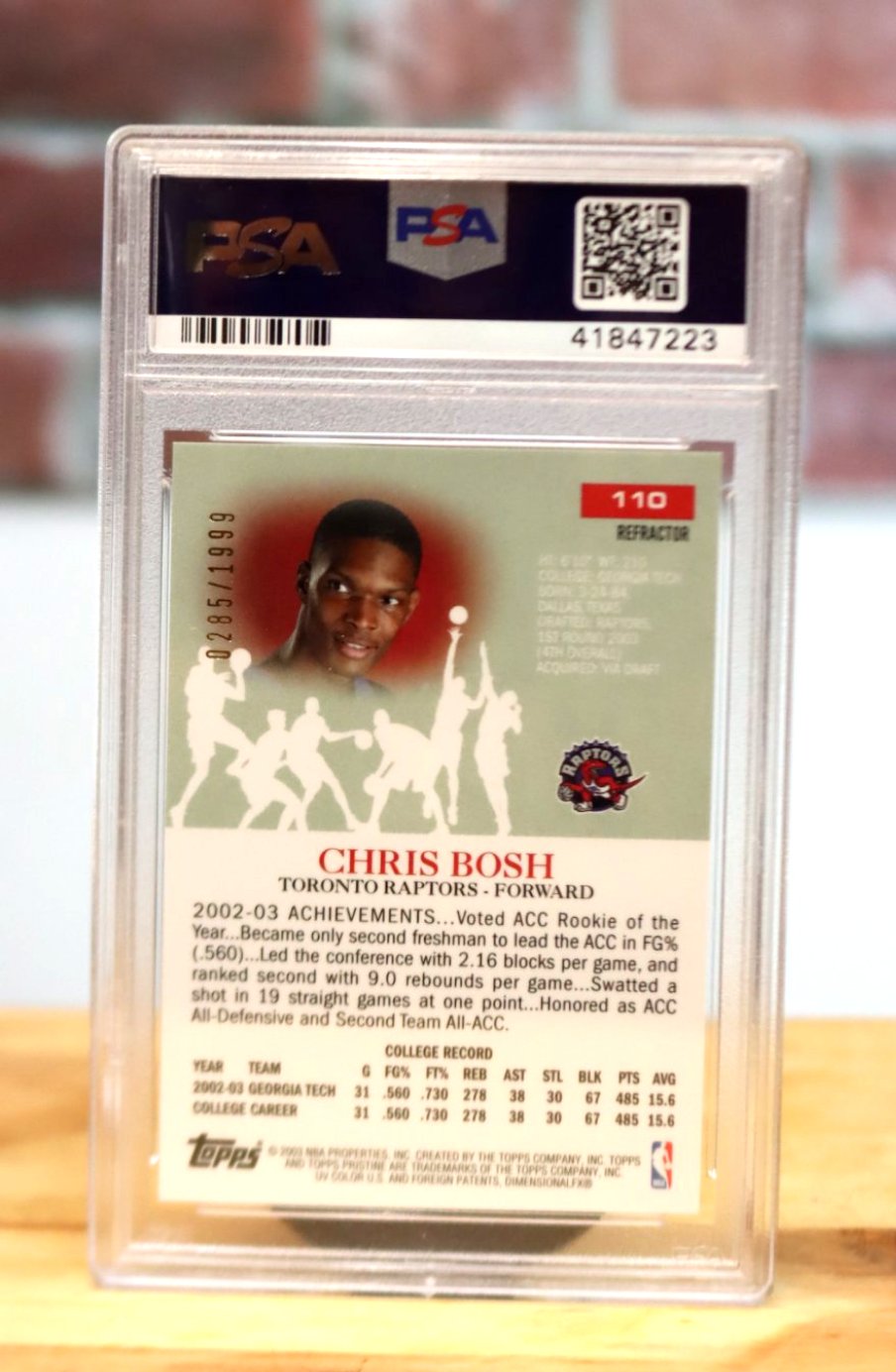 2003 Topps Pristine Chris Bosh Refractor Rookie Card PSA 10