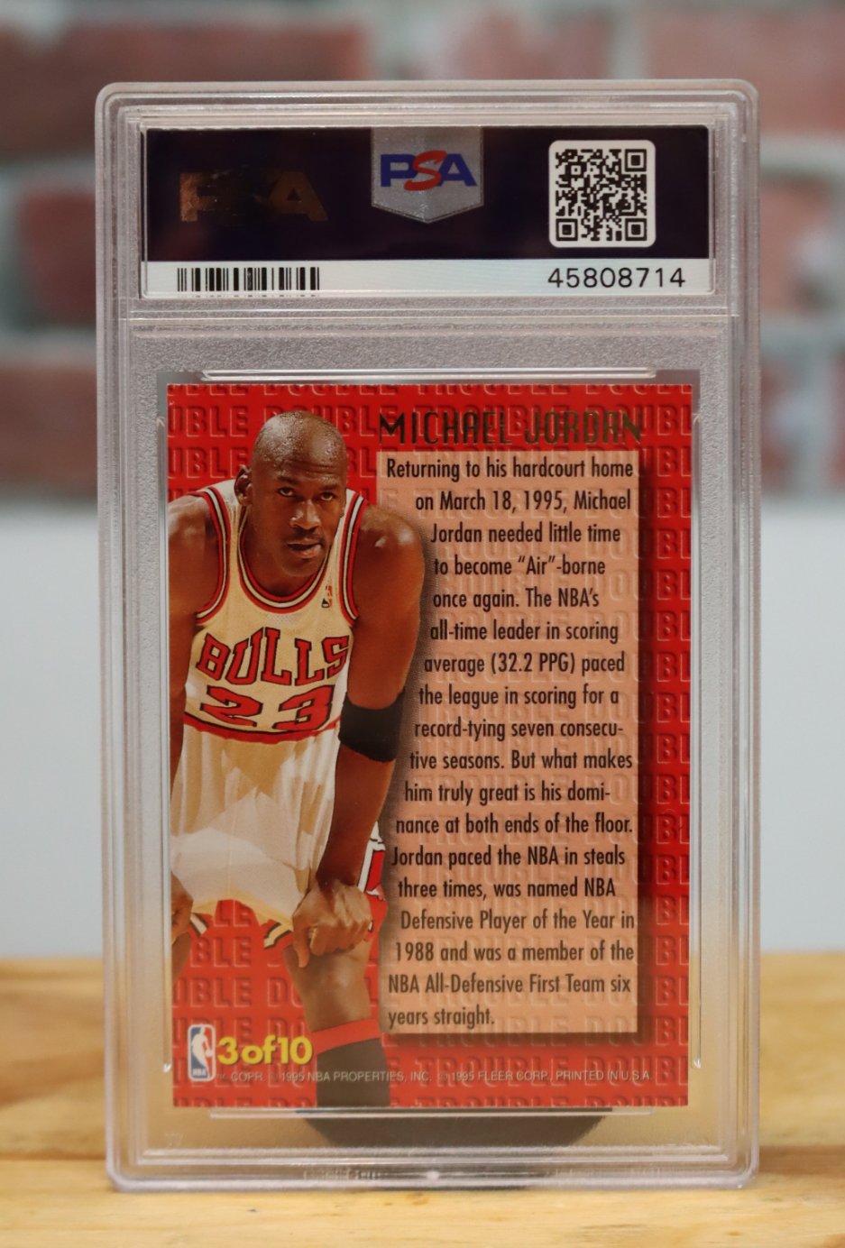 1995 Fleer Ultra Michael Jordan Double Trouble Insert Card PSA 8