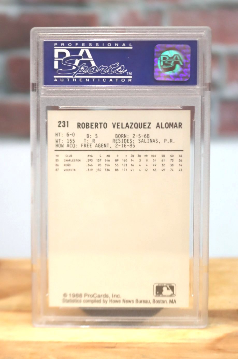 1988 Pro Cards Roberto Almomar Minor League Rookie Card PSA 9