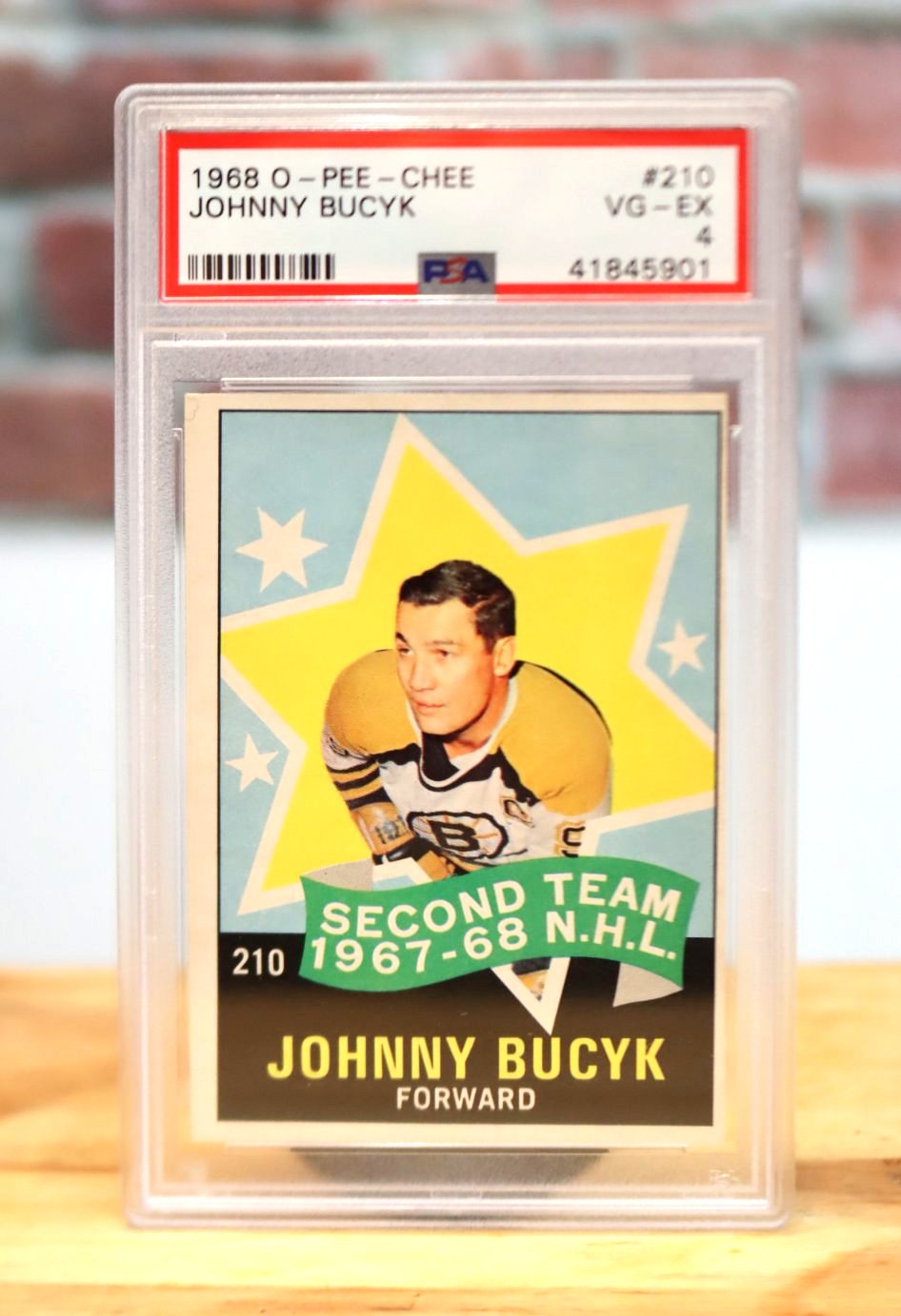 1968/69 OPC O-Pee-Chee Johnny Bucyk Second Team All Star Card PSA 4