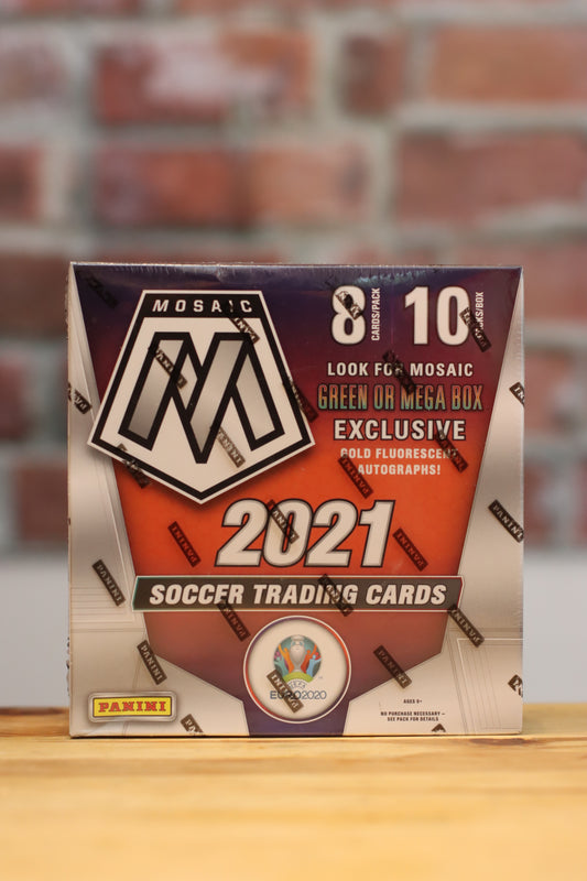 2021 Panini Mosaic Euro 2020 Soccer Cards Mega Box (10 Packs)