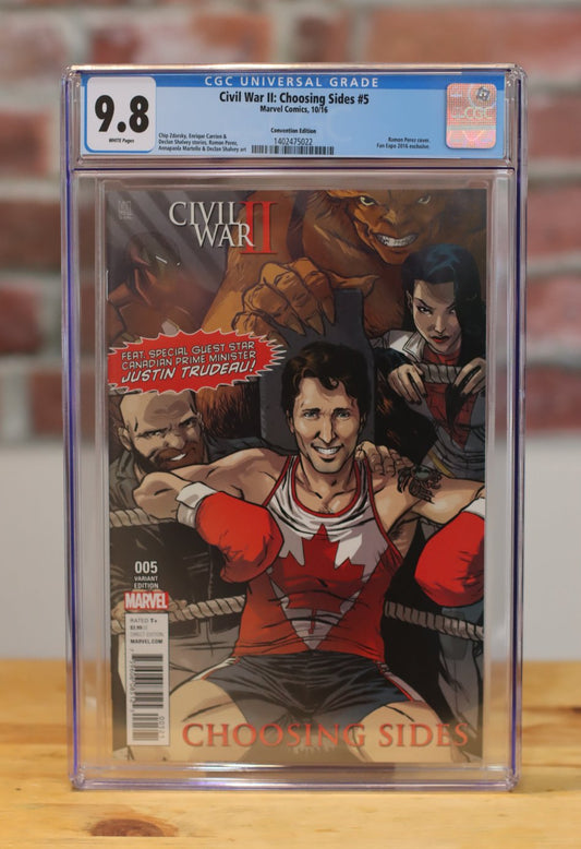 Civil War II Choosing Sides #5 Graded CGC 9.8 Marvel Comic Book Justin Trudeau Cover