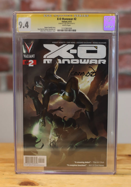 X-O Manowar #2 Graded CGC 9.4 Valiant Comic Book Signature Series