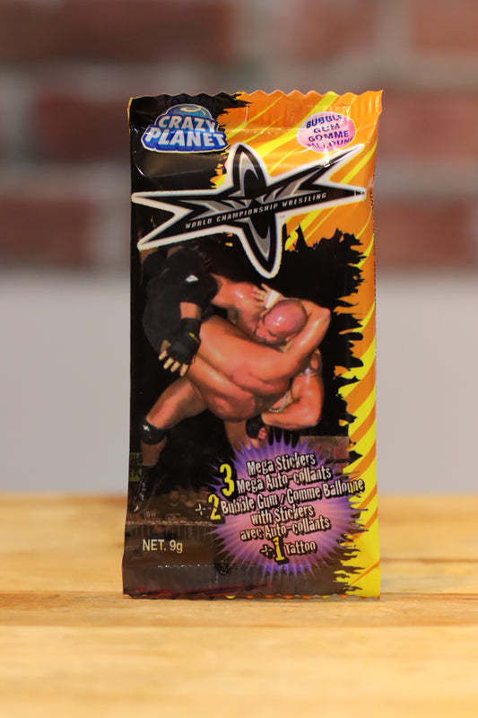 1999 Crazy Planet WCW Wrestling Sticker Cards & Tattoos Unopened Wax Pack
