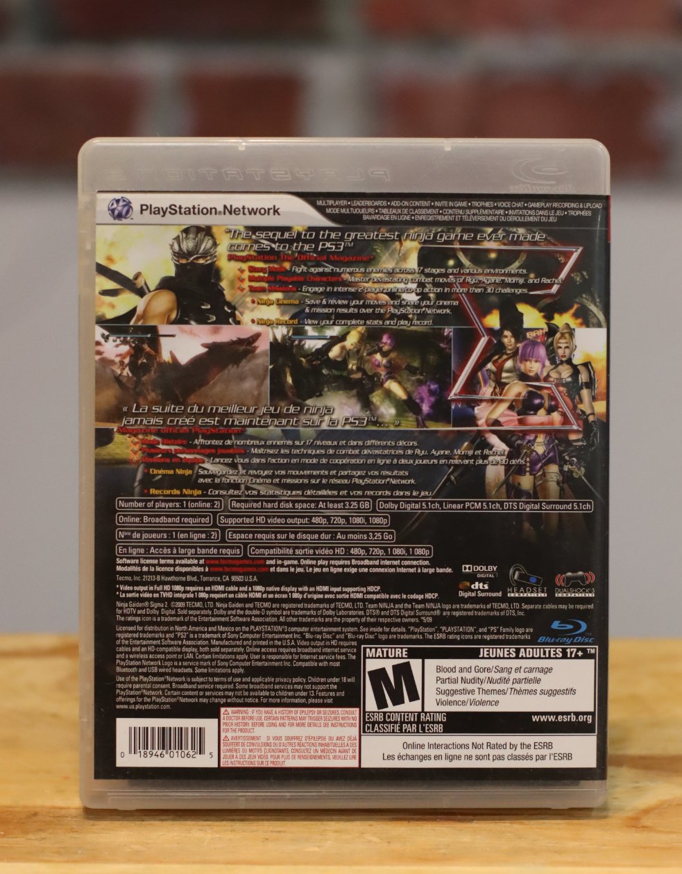 Ninja Gaiden 2 Original Playstation PS3 Video Game Complete