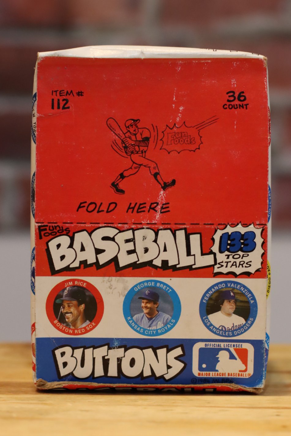 1984 Fun Foods MLB Baseball Buttons Hobby Wax (36 Packs)
