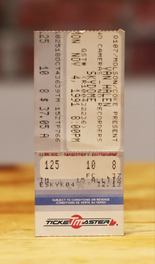 Van Halen 1989 Skydome Toronto Original Vintage Concert Ticket Stub