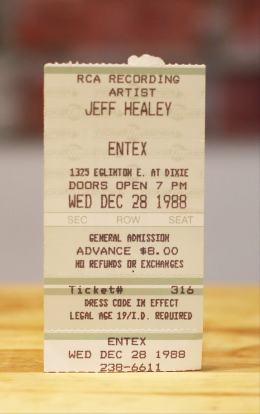 Jeff Healy 1988 Original Vintage Concert Ticket Stub