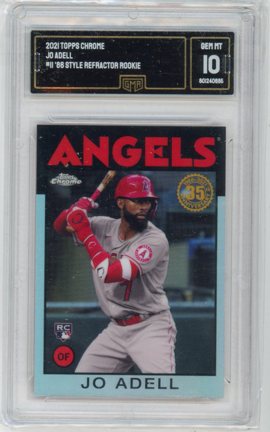 2021 Topps Chrome Jo Adell #11 '86 Style Refractor Rookie GMA 10
