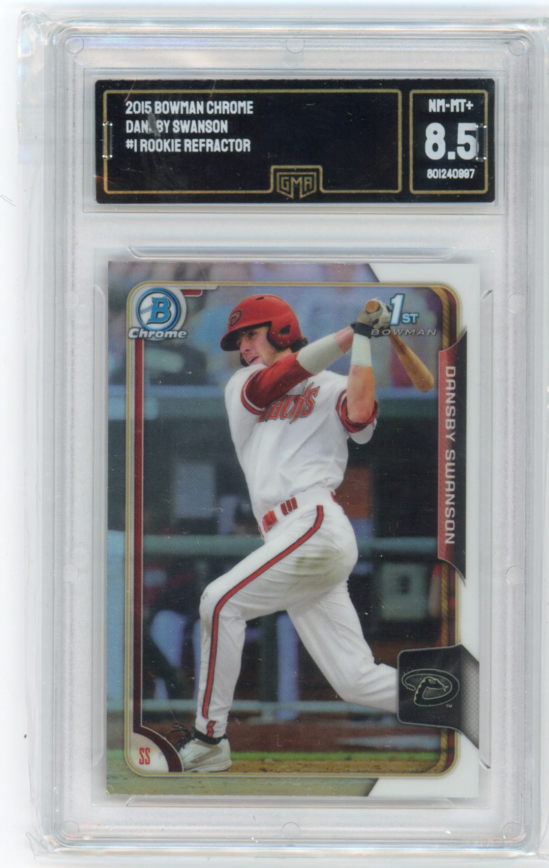 2015 Bowman Chrome Dansby Swanson #1 Rookie Refractor GMA 8.5