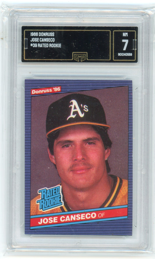 1986 Donruss Jose Canseco #39 Rated Rookie GMA 7