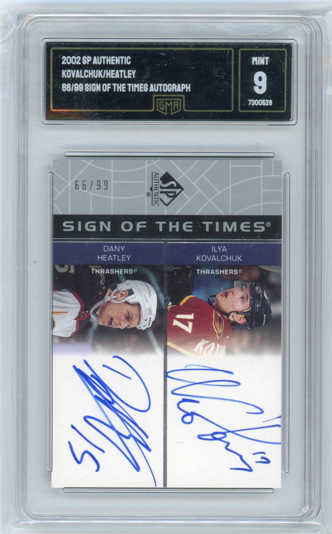 2002 SP Authentic Kovalchuck/Heatley 66/99 Sign Of The Times Autograph GMA 9