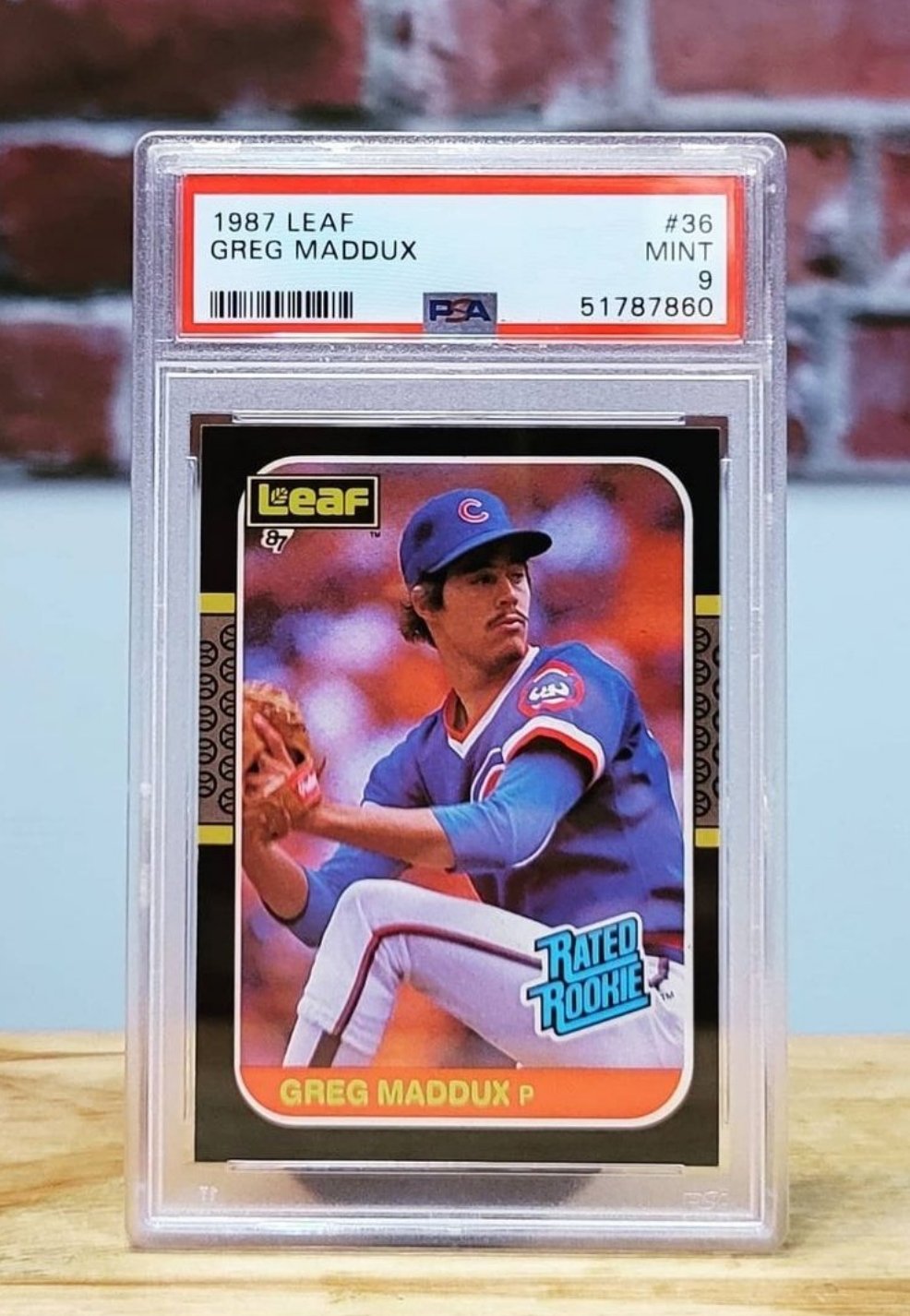1987 Leaf Baseball Greg Maddux Rookie Card PSA 9