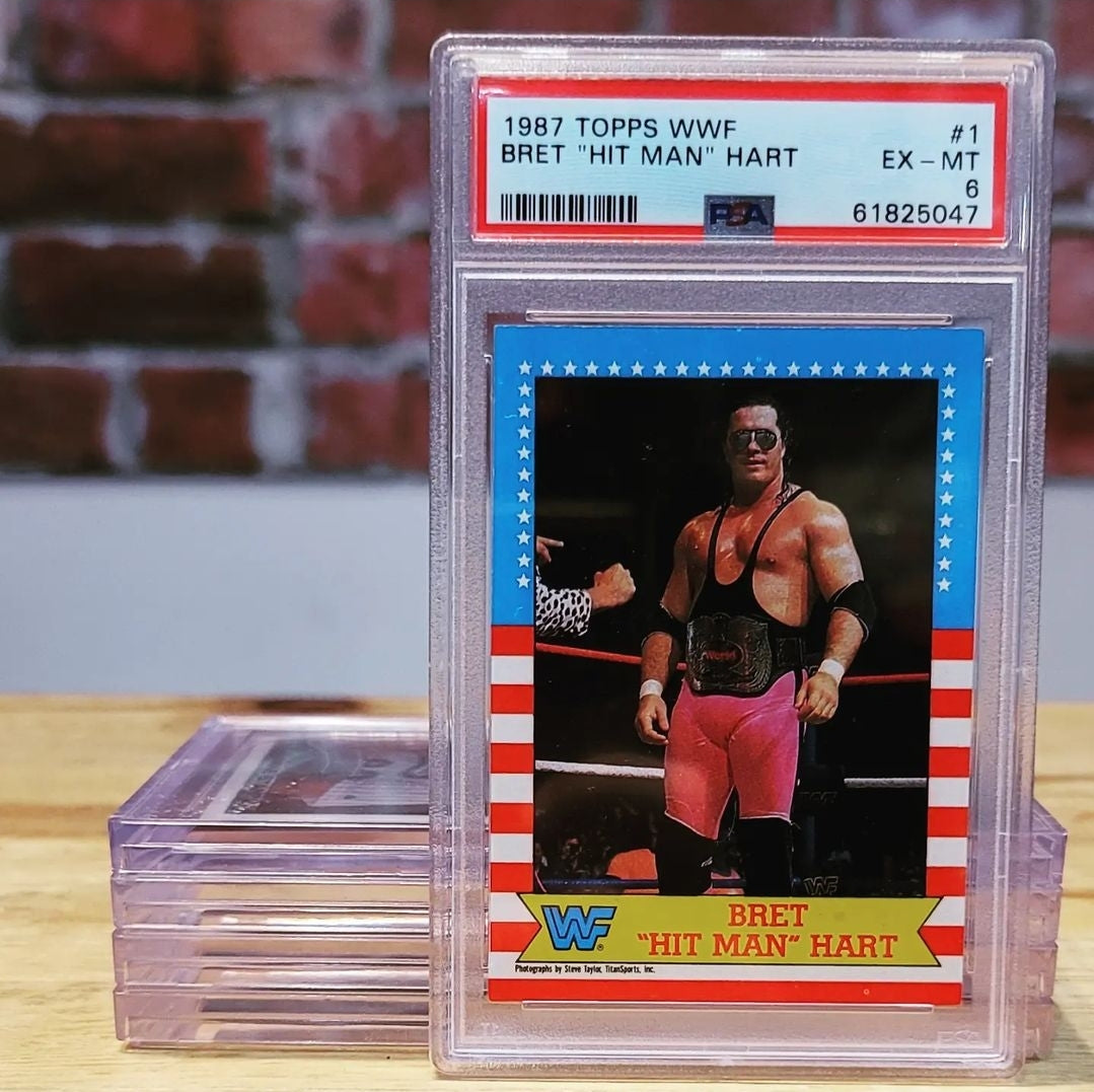 1987 Topps Bret The Hitman Hart Rookie Wrestling Card PSA 6