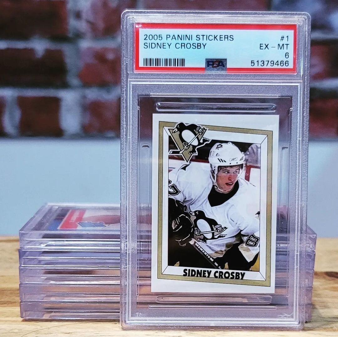 2005/06 Panini Hockey Sidney Crosby RC Rookie Sticker Card #1 PSA 6