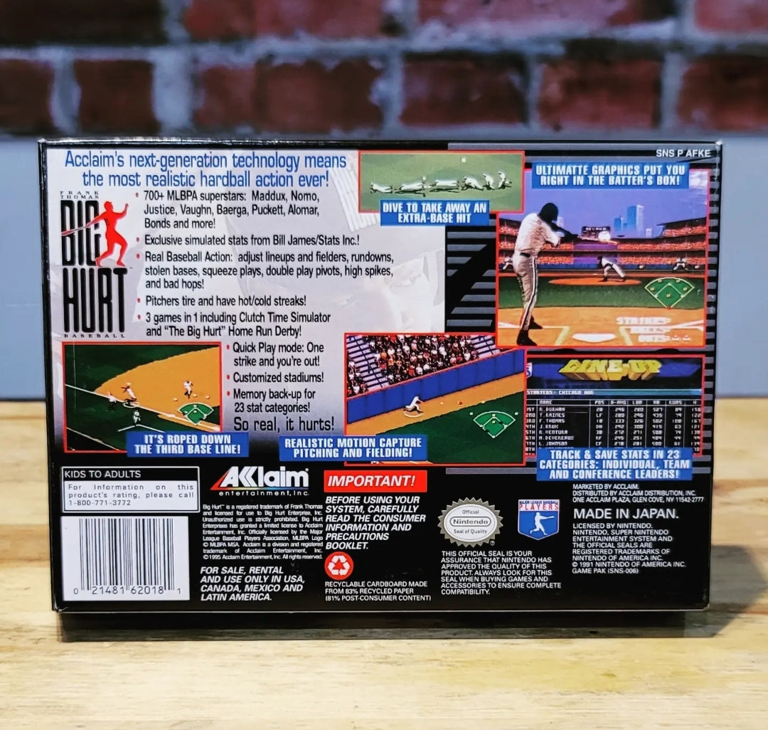 Original Frank Thomas Big Hurt Baseball SNES Super Nintendo