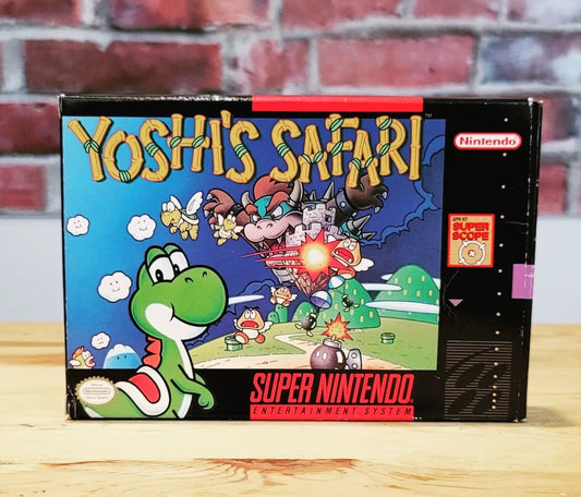 Original Yoshi's Safari SNES Super Nintendo Video Game Plus Box, Manuals