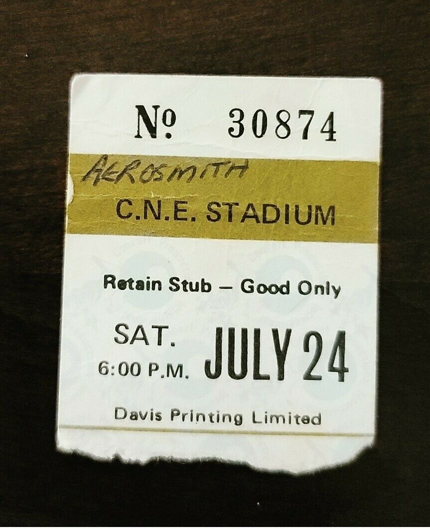 Aerosmith 1976 CNE Stadium Toronto Vintage Original Concert Ticket Stub