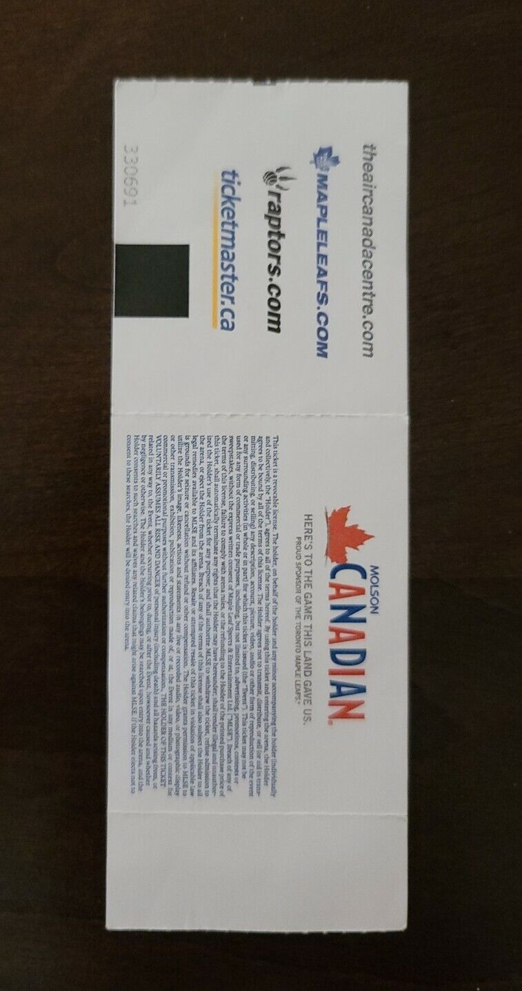 Aerosmith 2012, Toronto Air Canada Centre Vintage Original Concert Ticket Stub