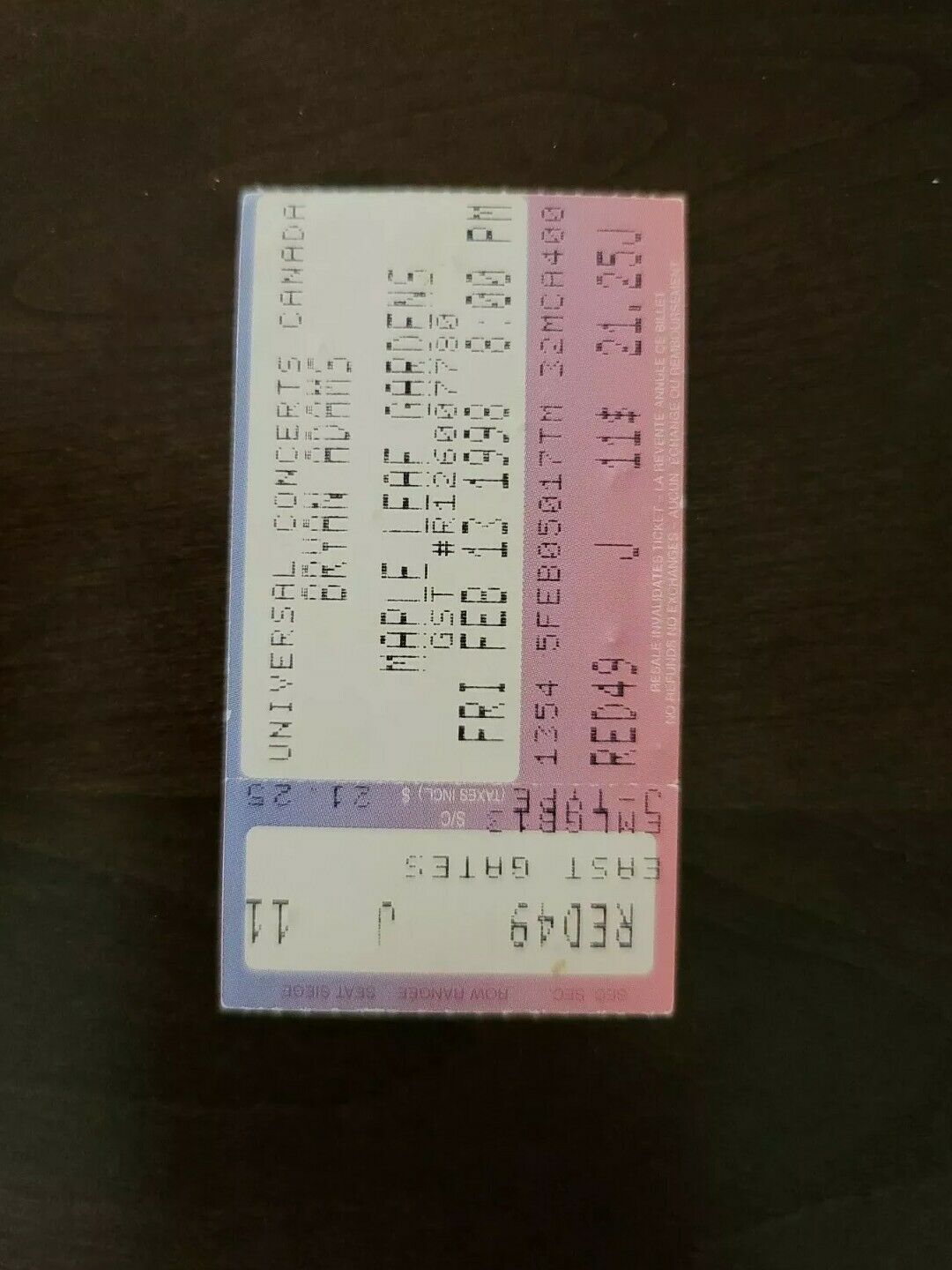 Bryan Adams 1998 Maple Leaf Gardens Toronto Original Vintage Concert Ticket Stub