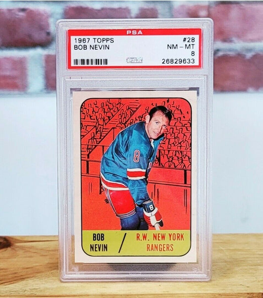 1967 Topps Bob Nevin Hockey Card #28 PSA 8 Razor Sharp!