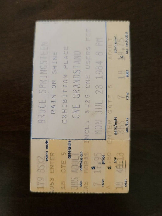 Bruce Springsteen 1984, CNE Grandstand Toronto Original Concert Ticket Stub