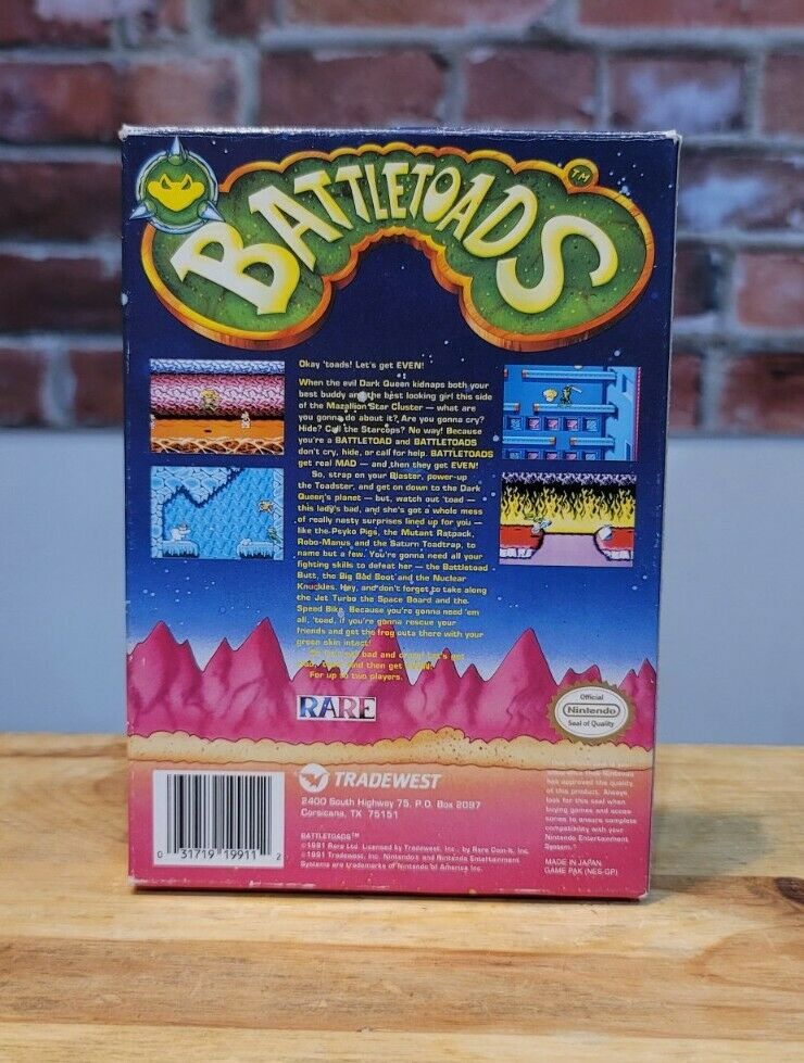 Battletoads Original NES Nintendo Video Game Complete, Rare Gem!